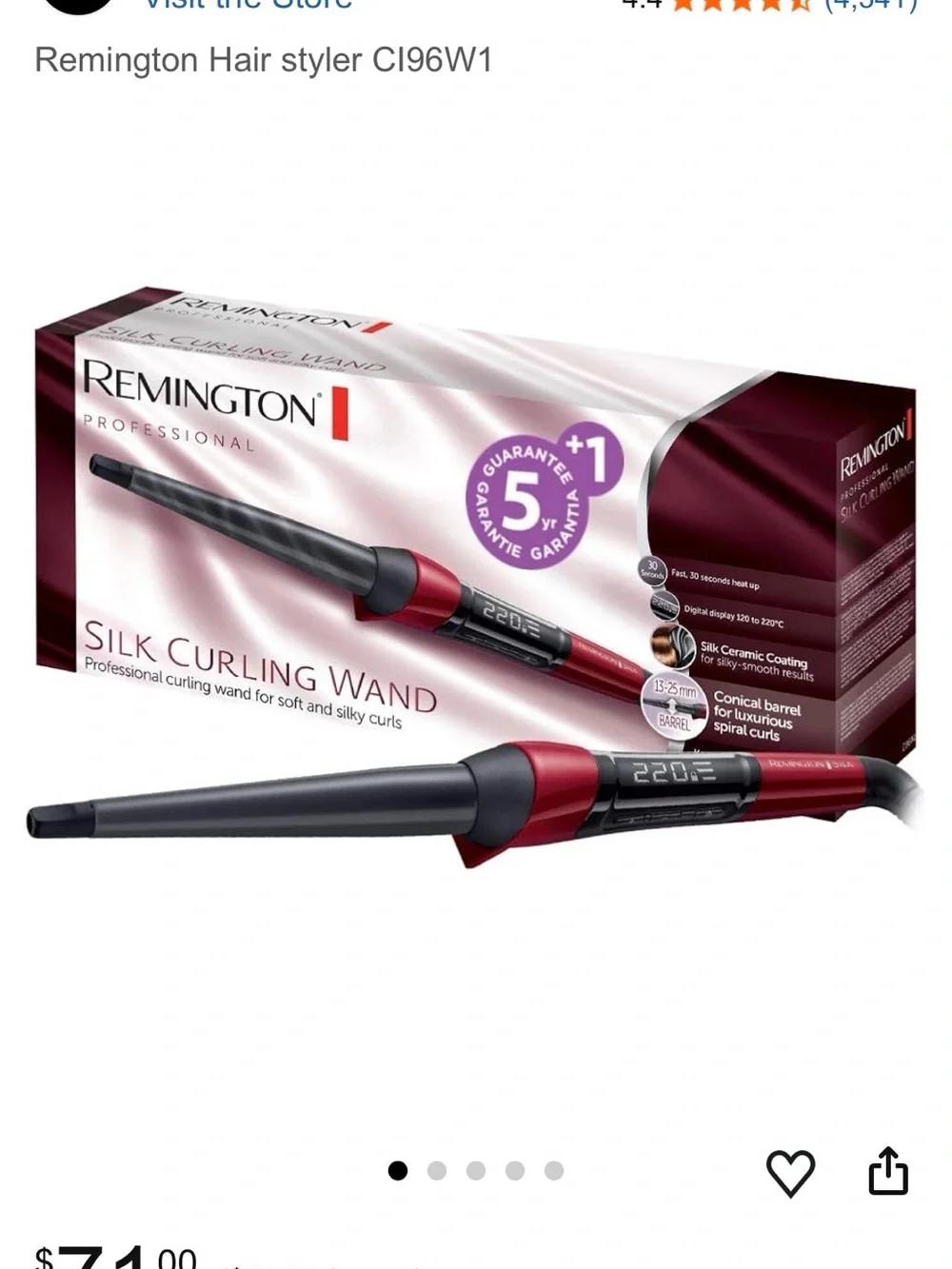 Remington Professional Silk Curling Wand in Red and Black